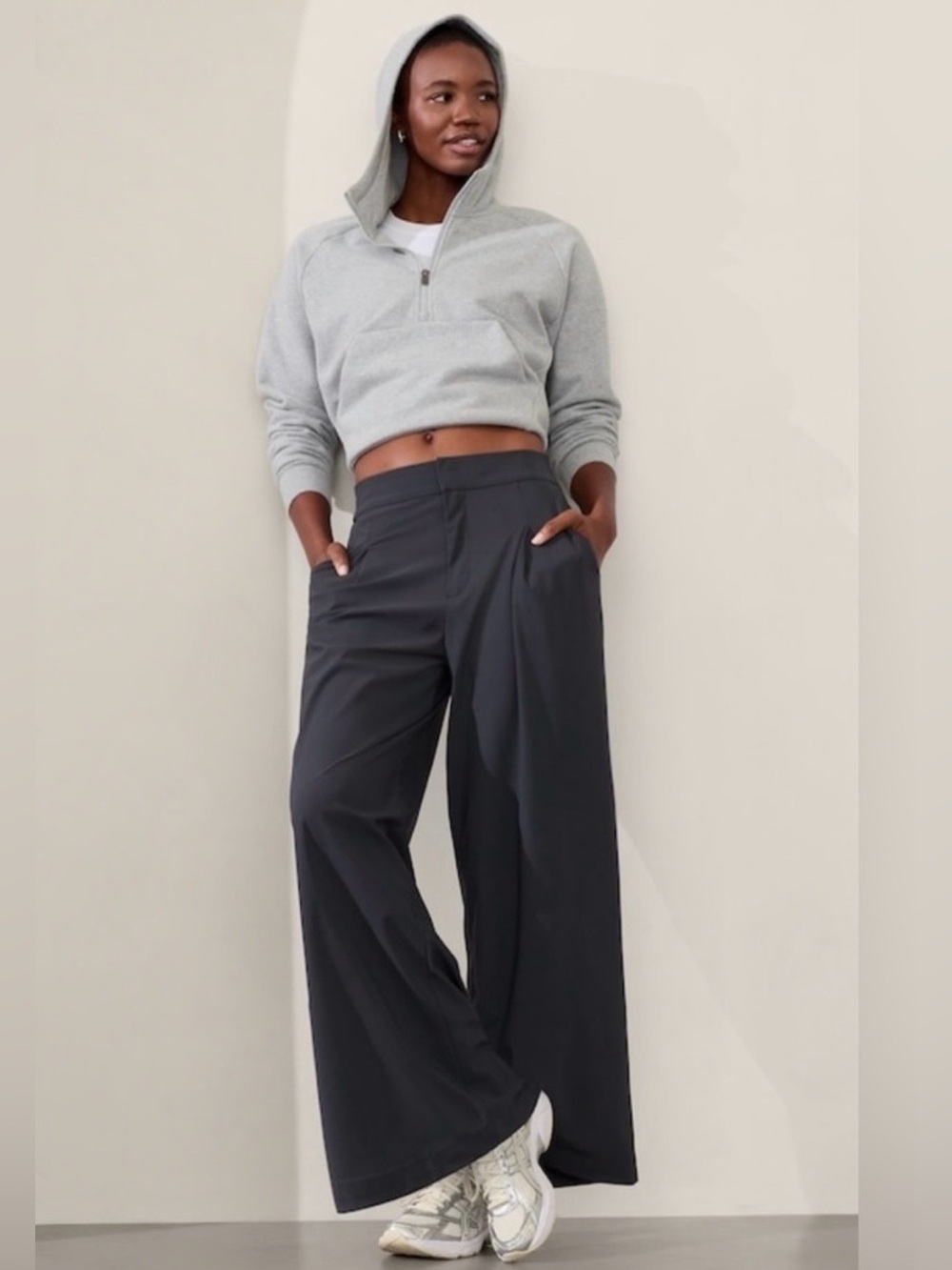 Athleta Pinnacle High Rise Trouser Black Sand 4P Wide Leg